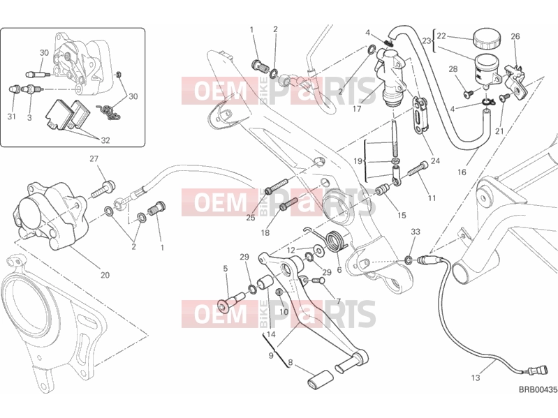 DUCATI 2014 HYPERSTRADA REAR BRAKE SYSTEM » BRAKING SYSTEM