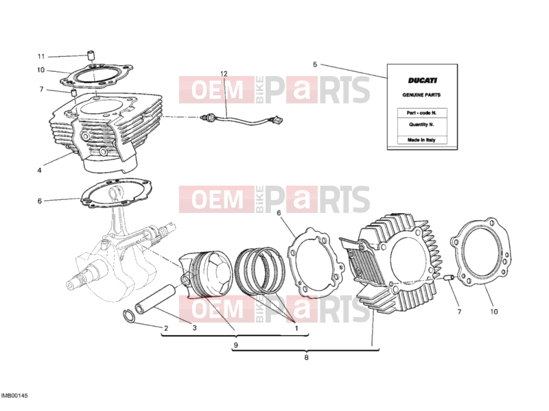 DUCATI 2012 Monster 659 ABS CYLINDER - PISTON » ENGINE CASE