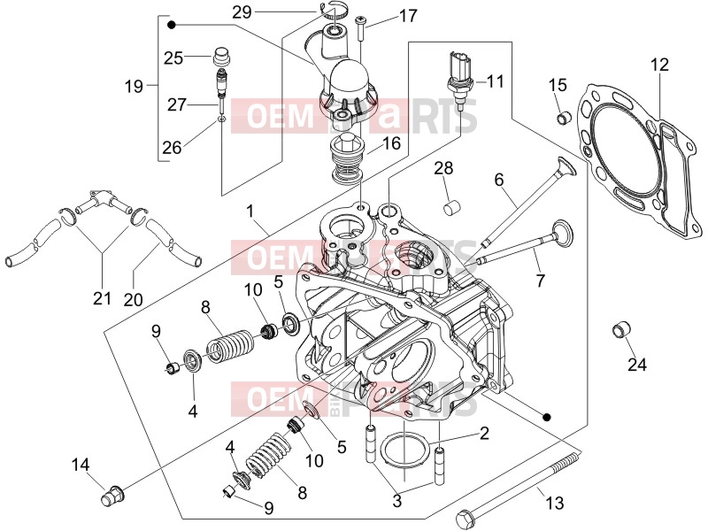 Engine » Head unit - Valve - Piaggio Beverly 125 2008