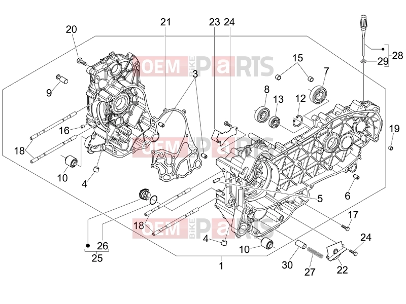 Engine » Crankcase - Piaggio Beverly 250 Cruiser 2008