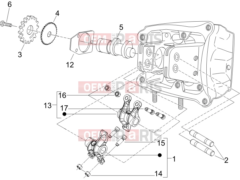 Engine » Rocking levers support unit - Piaggio Beverly 400 ie 2007