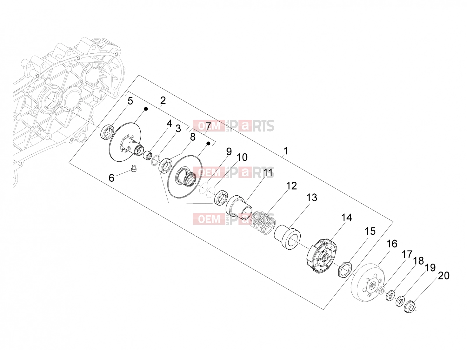 Engine » Driven pulley - Piaggio Beverly 500 Cruiser 2010