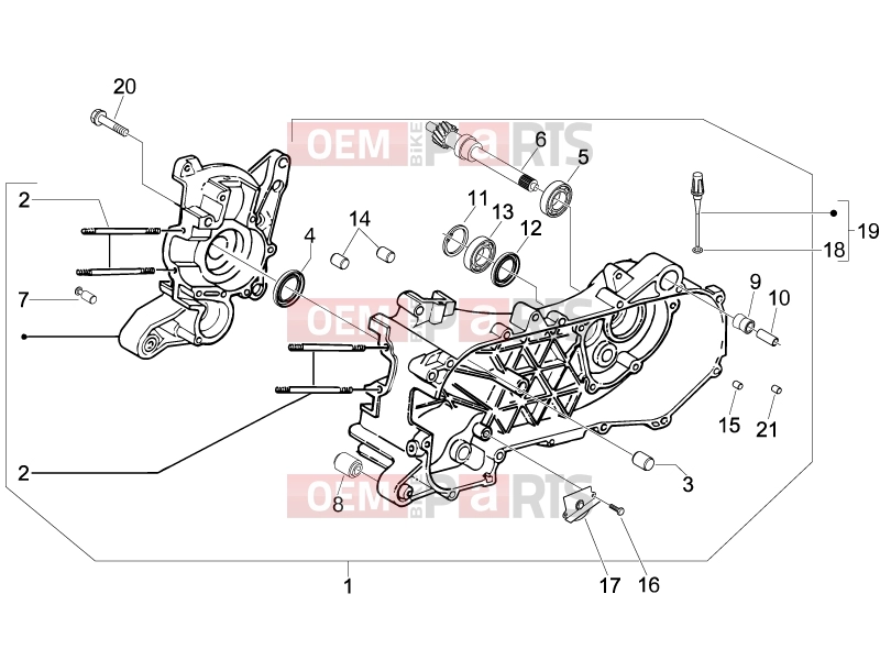 Engine » Crankcase - Piaggio Fly 100 2012