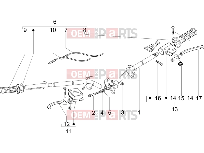 Handlebars/Steering » Handlebars - Master cil. - Piaggio Fly 150 2007