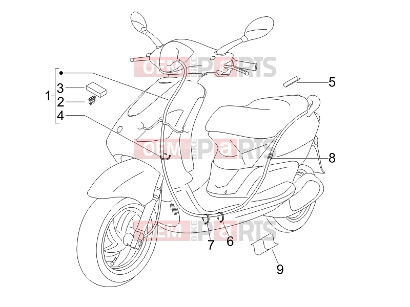 Electrical system » Main cable harness - Piaggio Fly 50 2T 2006