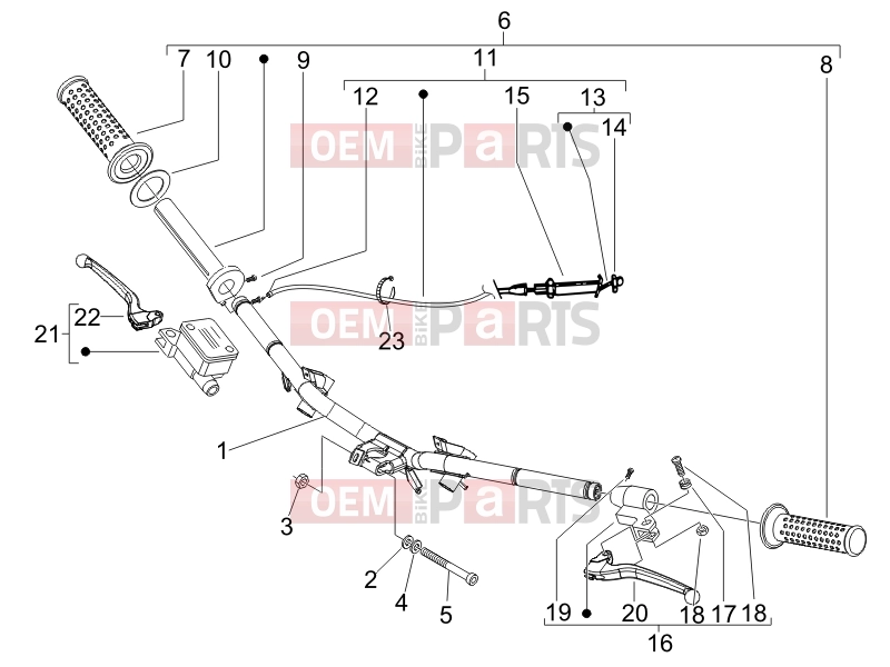 Handlebars/Steering » Handlebars - Master cil. - Piaggio Fly 50 2T 2008