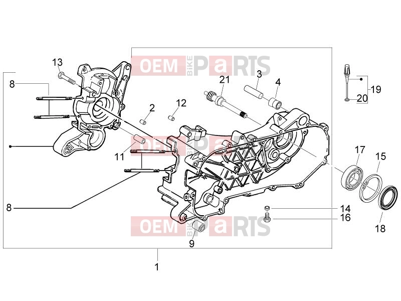 Engine » Crankcase - Piaggio Fly 50 2T 2012
