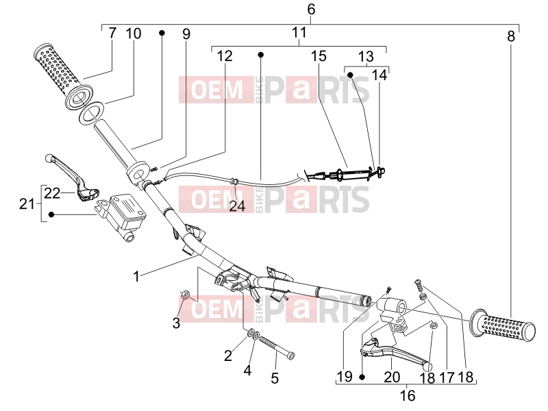 Handlebars/Steering » Handlebars - Master cil. - Piaggio Fly 50 4T 2005