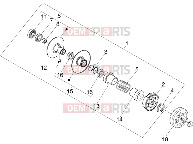 Engine » Driven pulley - Piaggio Fly 50 4T 2007