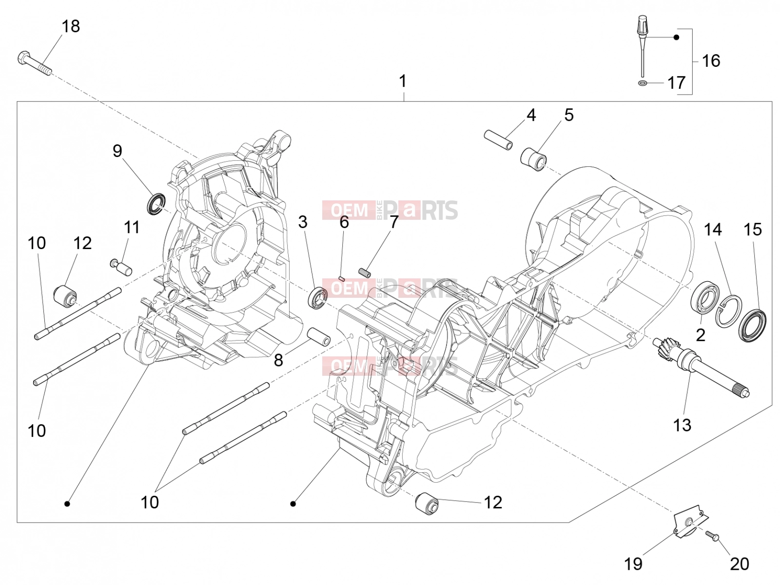 Engine » Crankcase - Piaggio Fly 50 4T 2V 2013