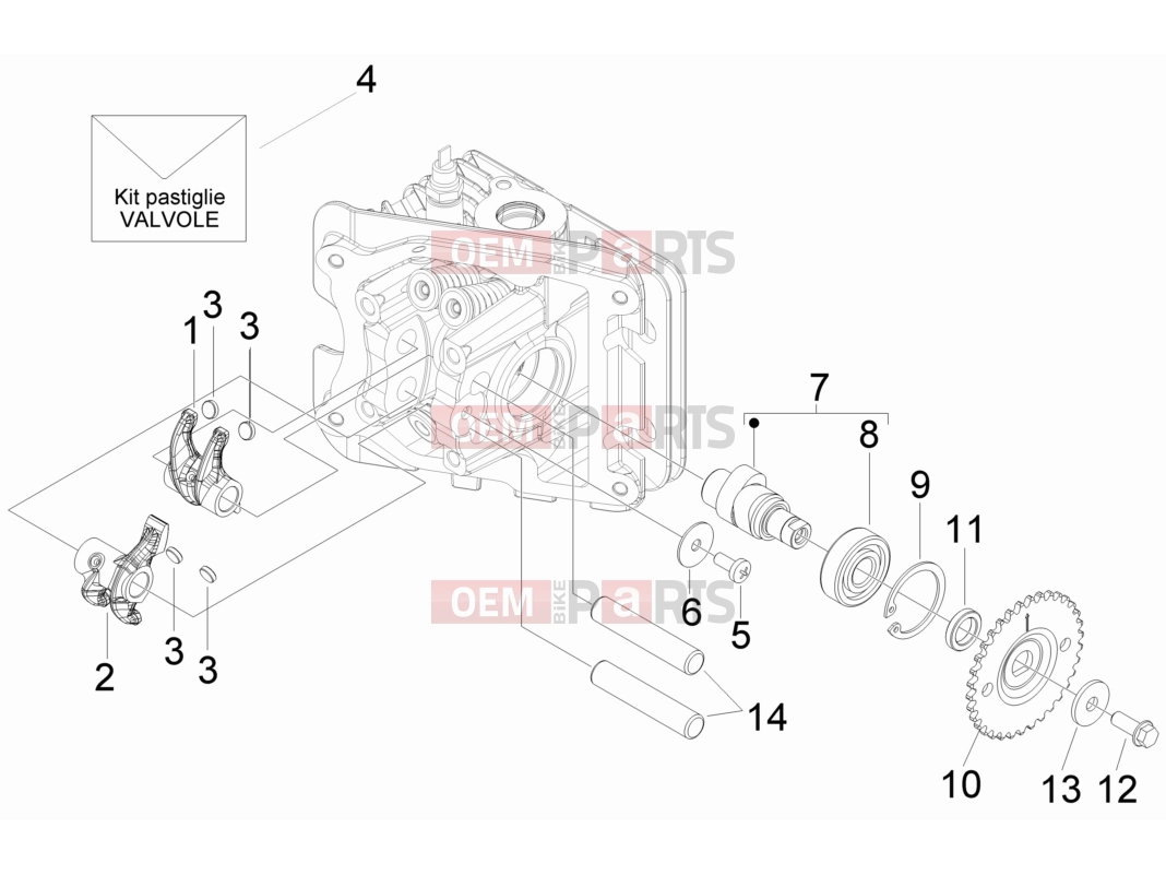 Engine » Rocking levers support unit - Piaggio Fly 50 4T 4V 2017
