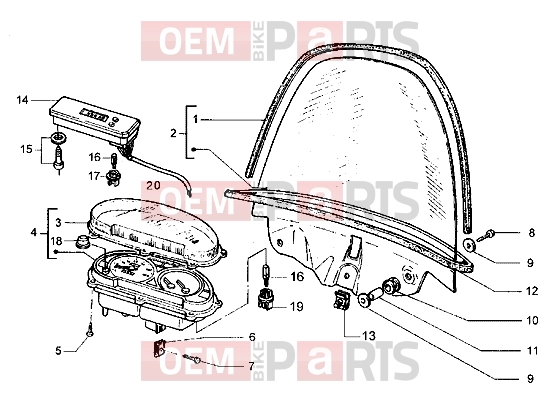 Handlebars » Speedometer (kms)-Windshield - Piaggio Hexagon LXT