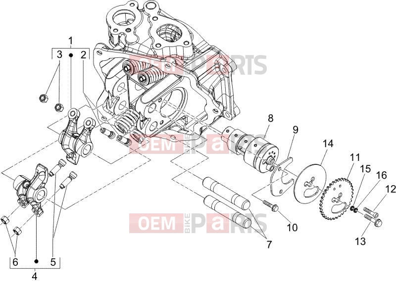 PIAGGIO MP3 125 Engine » Rocking levers support unit