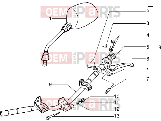 Handlebars » Handlebars component parts - Piaggio NTT