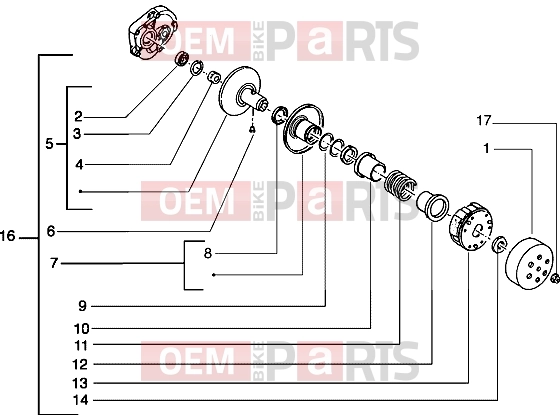Engine » Driven pulley - Piaggio Typhoon 50 2T