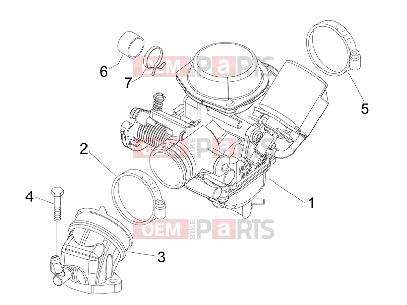Engine » Carburettor, assembly - Union pipe - Piaggio X9 125 Evolution 2007