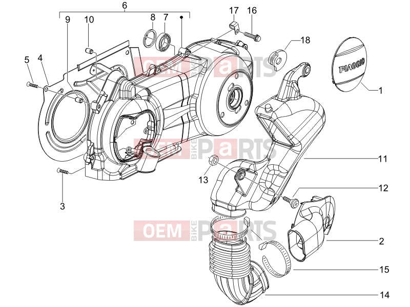 Engine » Crankcase cover - Crankcase cooling - Piaggio X9 125 Evolution 2007
