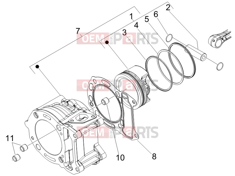 Engine » Cylinder-piston-wrist pin unit - Piaggio X9 125 Evolution 2007