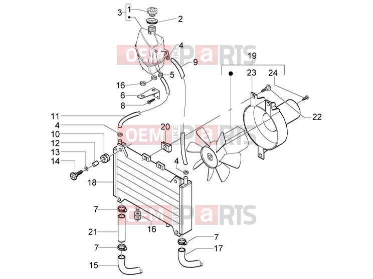 Chassis » Cooling system - Piaggio X9 500 Evolution ABS