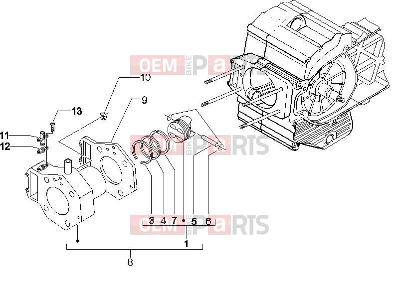 Engine » Cylinder-piston-wrist pin unit - Piaggio X9 500 Evolution ABS 2006