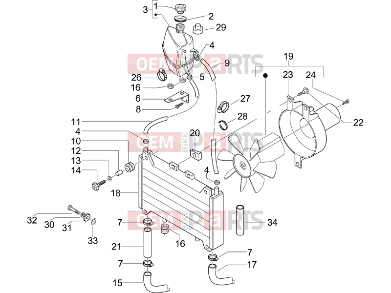 Frame - Plastic parts - Coachwork » Cooling system - Piaggio X9 500 Evolution ABS 2007