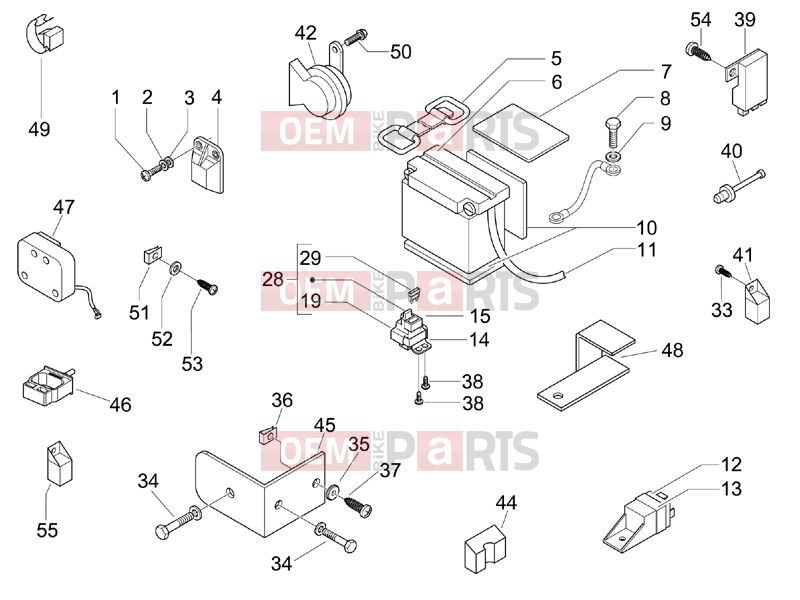 Electrical system » Remote control switches - Battery - Horn - Piaggio X9 500 Evolution ABS 2007