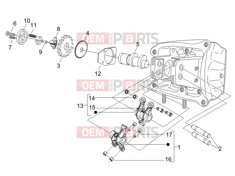 PIAGGIO X9 500 Evolution (USA) Engine » Rocking levers support unit