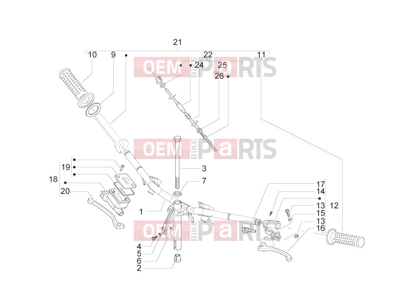 Handlebars/Steering » Handlebars - Master cil. - Piaggio Zip 50 2T 2012