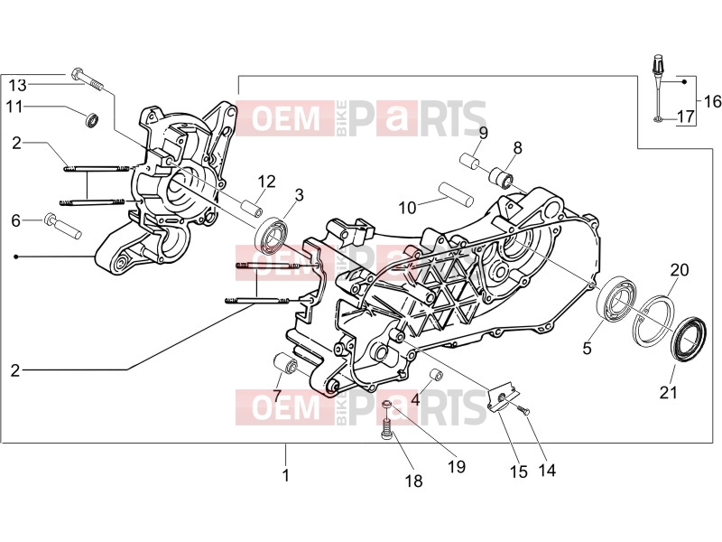 Engine » Crankcase - Piaggio Zip 50 4T 2011