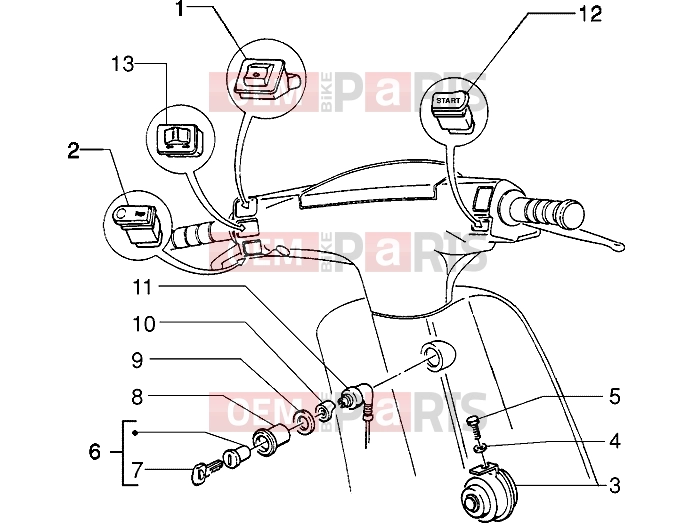 Electrical system » Electrical devices - Piaggio Zip 50 MY95