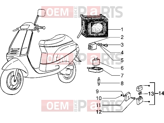 Electrical system » Electrical devices - Piaggio Zip 50 MY95