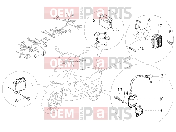 Electrical system » Electrical device - Piaggio Fly 150 4T