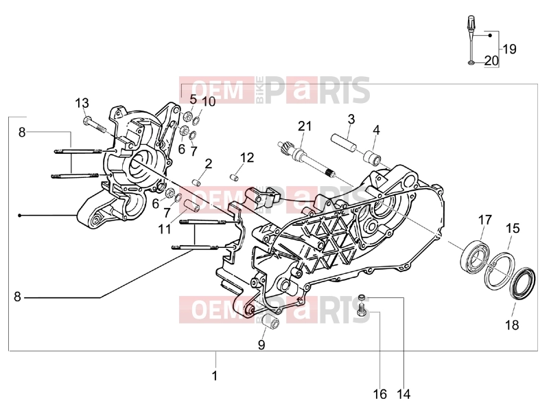 Engine » Crankcase - Derbi Sonar 50 2T 2011