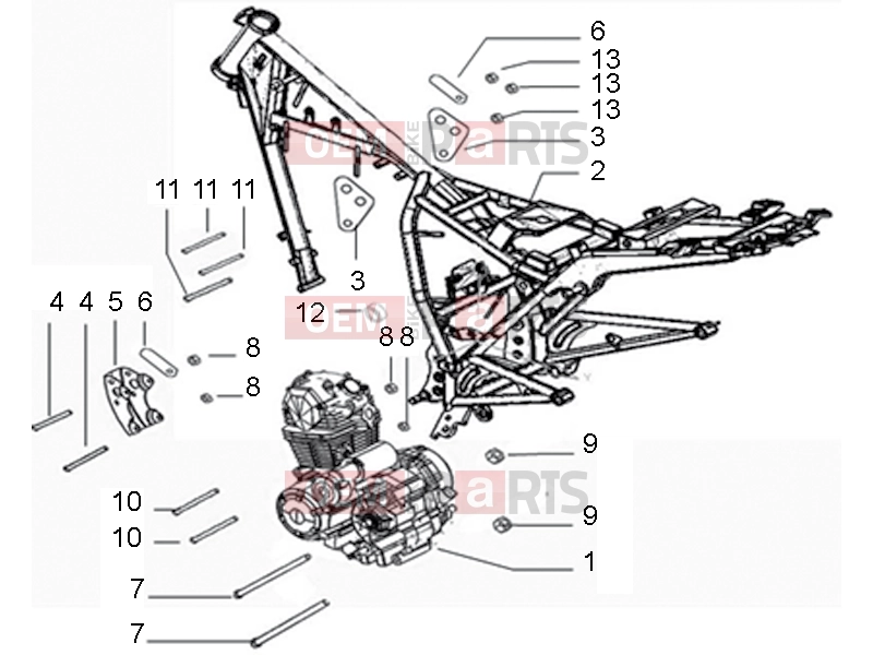 Frame » Eengine and frame - Derbi STX 150 2015