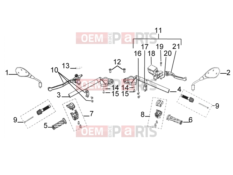 Frame » Handlebar assembly - Derbi STX 150 2017