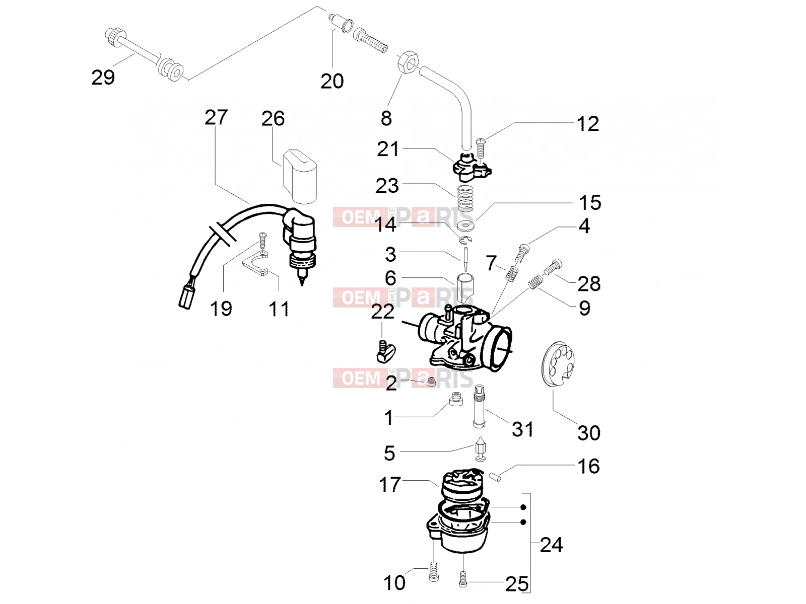 gilera 2012 Runner 50 SP Engine » Carburetor's components