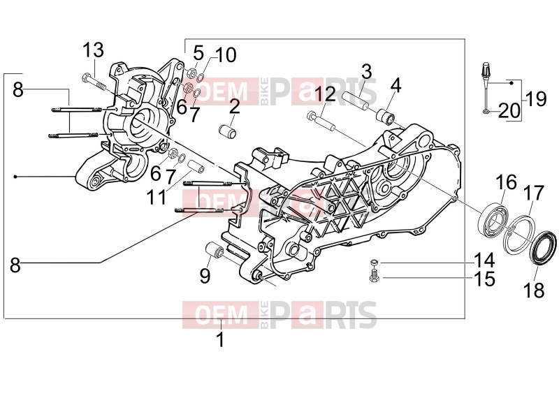 Engine » Crankcase - Gilera Stalker 50 2009