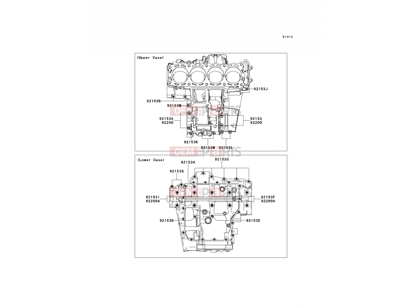 KAWASAKI 2009 Crankcase Bolt Pattern