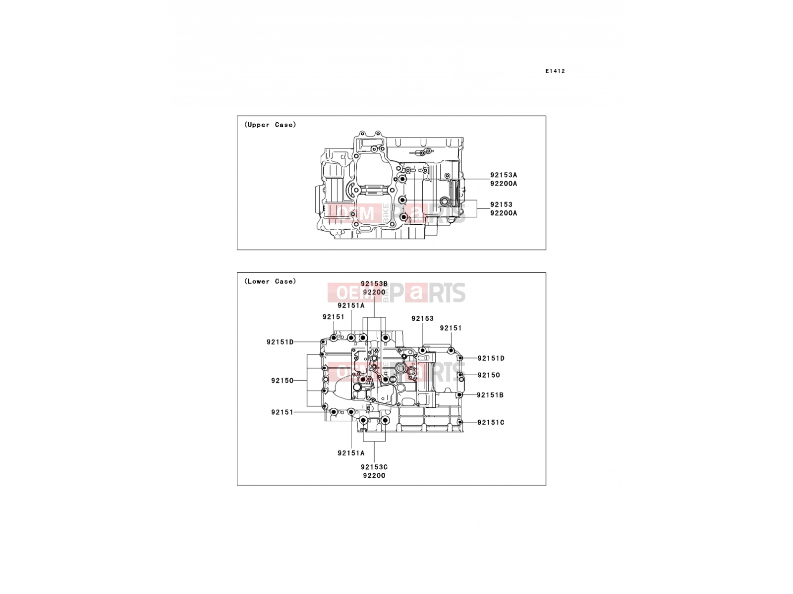 Crankcase Bolt Pattern - Kawasaki VERSYS ABS (KLE650DCFW) 2012