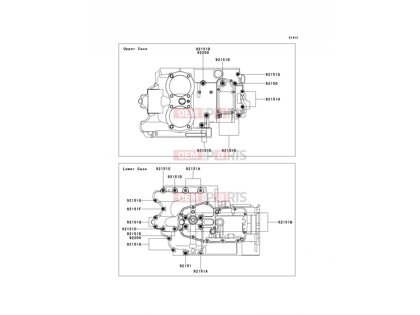 Crankcase Bolt Pattern - Kawasaki W800 (EJ800ACF) 2012