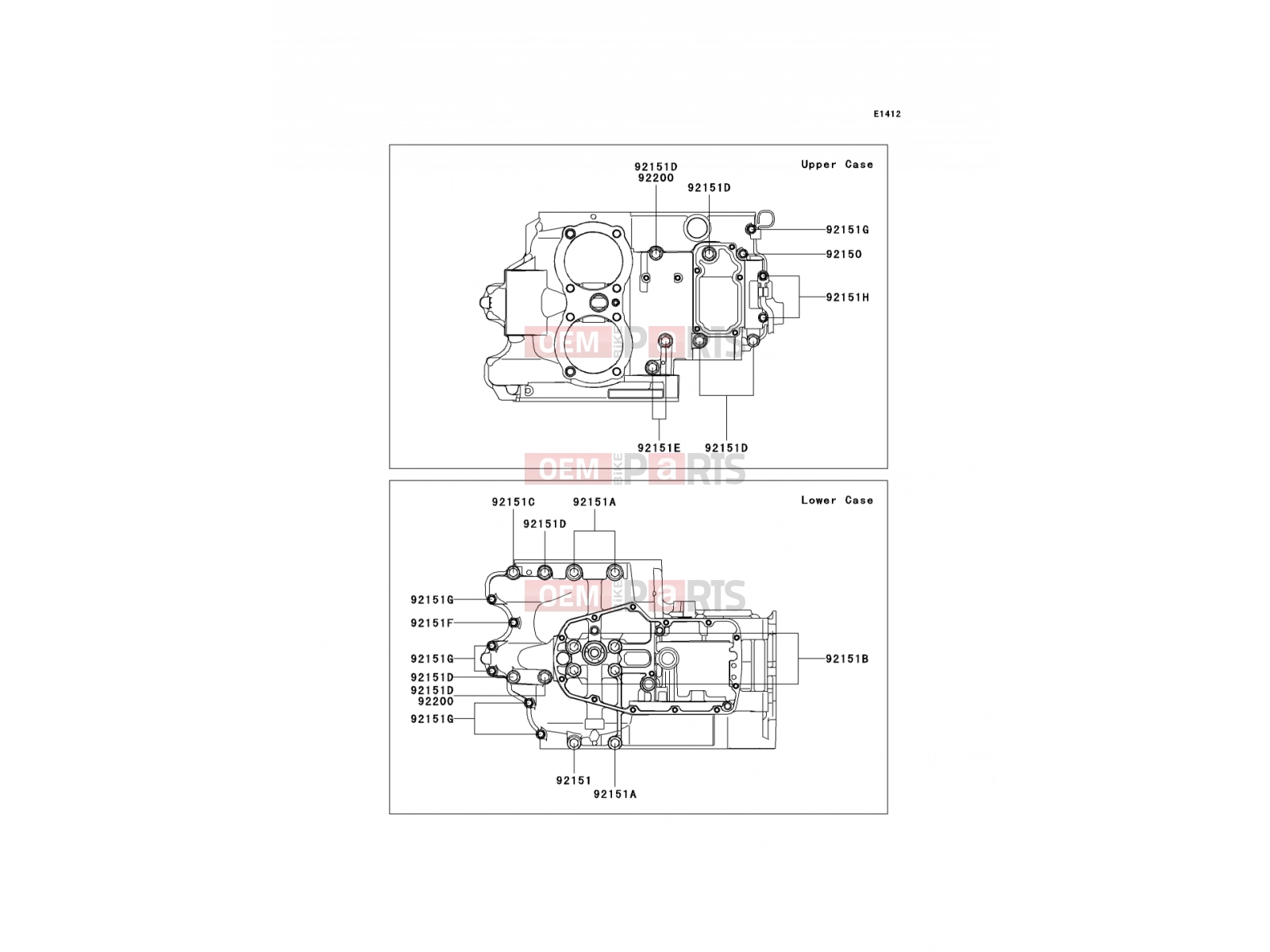 Crankcase Bolt Pattern - Kawasaki W650 (EJ650-C6P) 2004