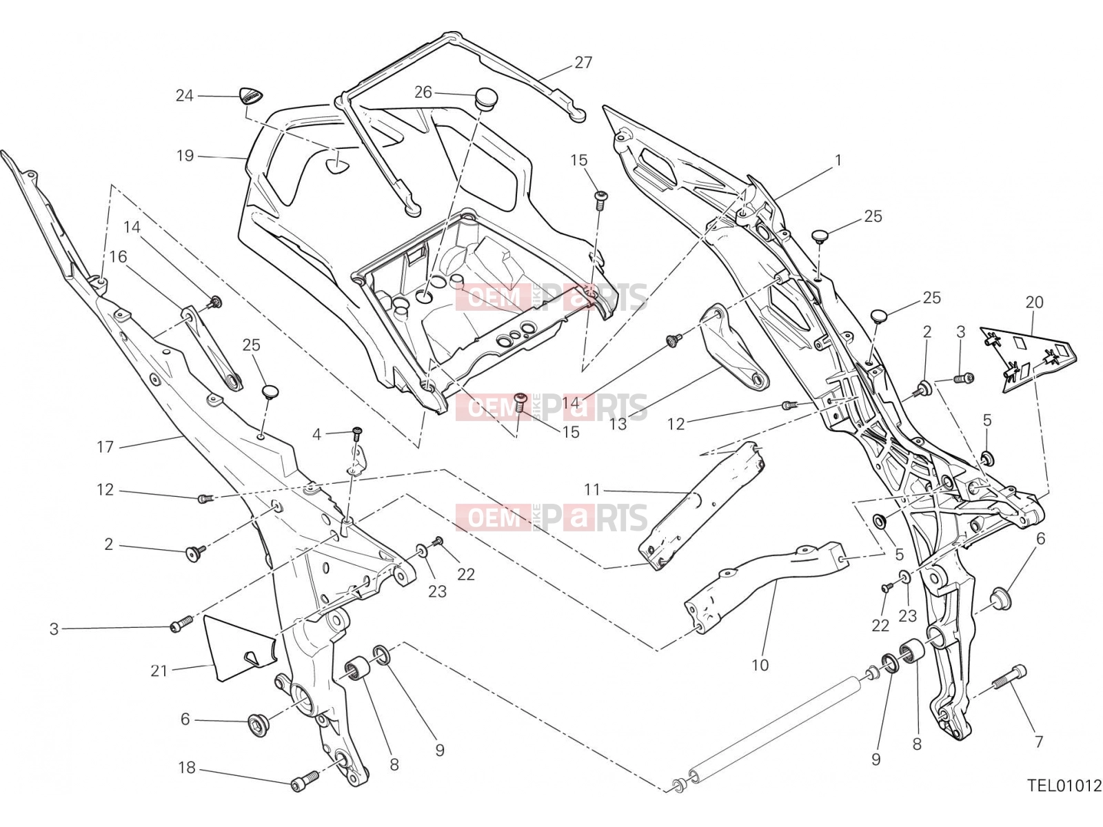 DUCATI 2017 Multistrada 1200 Enduro REAR FRAME COMP. [MOD:MS1200E]