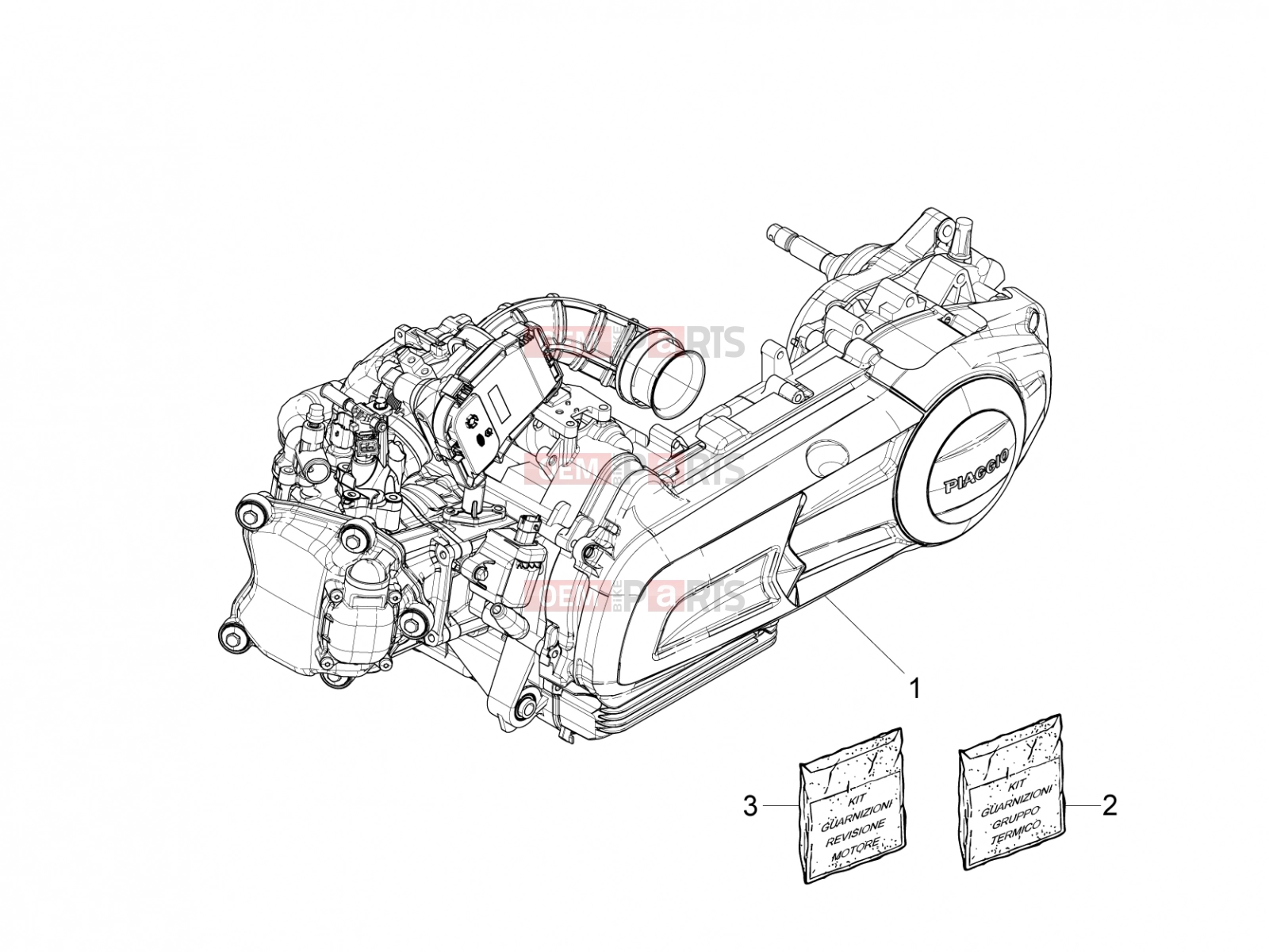 Engine » Engine, assembly - Piaggio Beverly 300 IE ABS (APAC) 2019