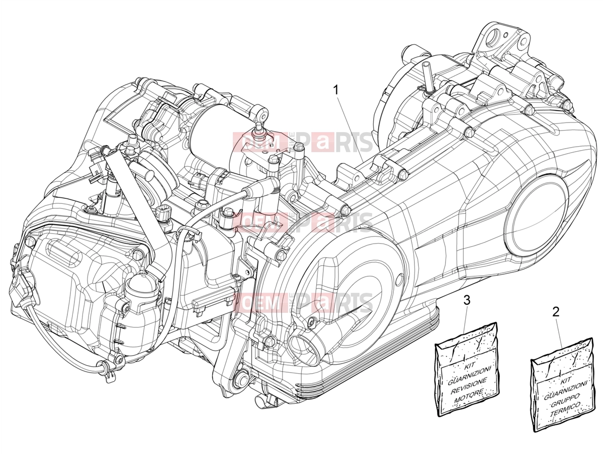 Engine » Engine, assembly - Piaggio Liberty 125 Poste 2019
