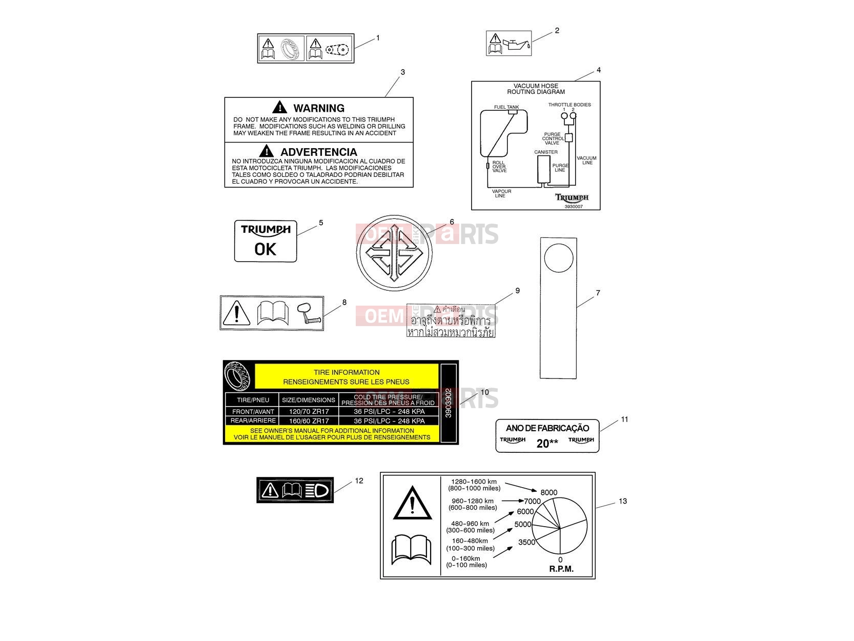 Triumph 2017 THRUXTON Warning Labels
