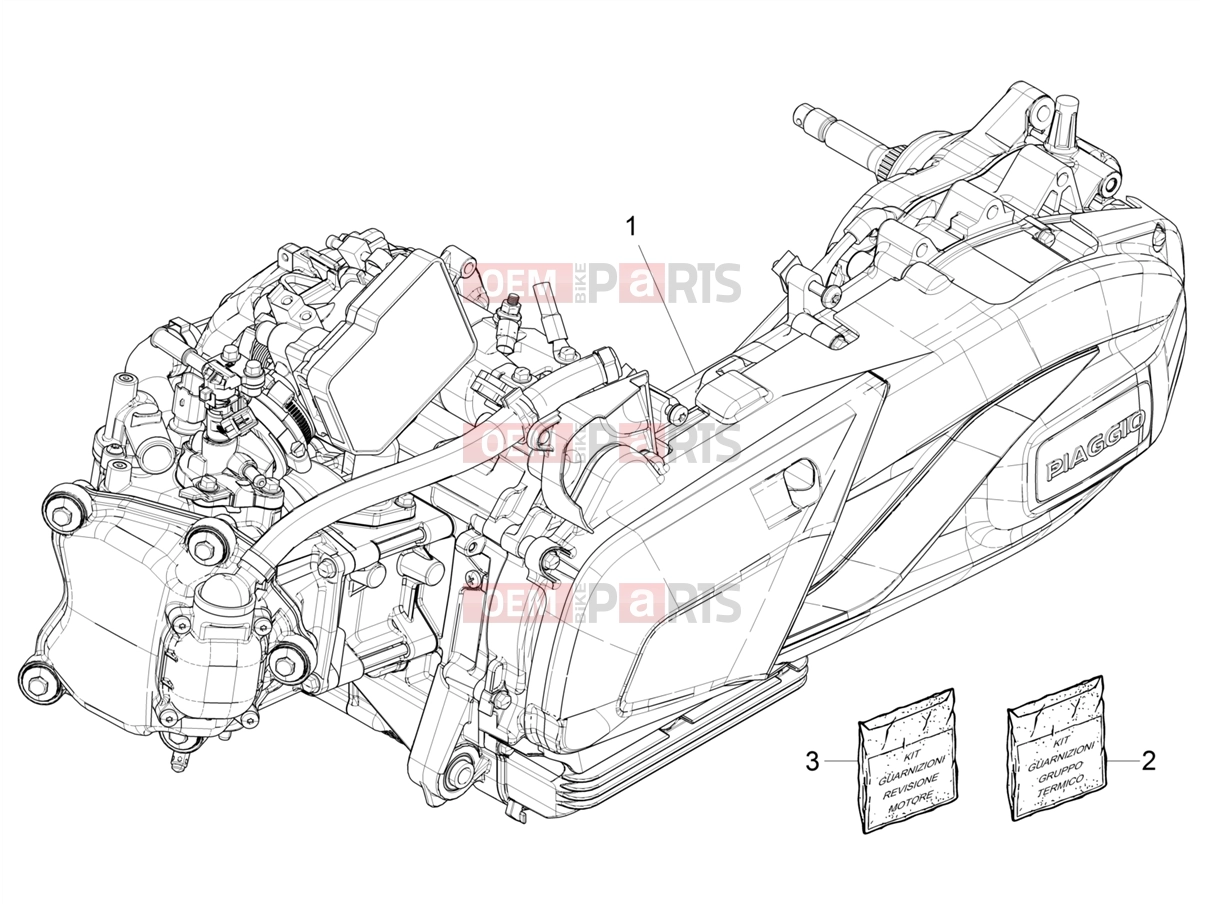 Engine » Engine assembly - Piaggio Beverly 300 Deep Black E5 MY23 (EU) 2024
