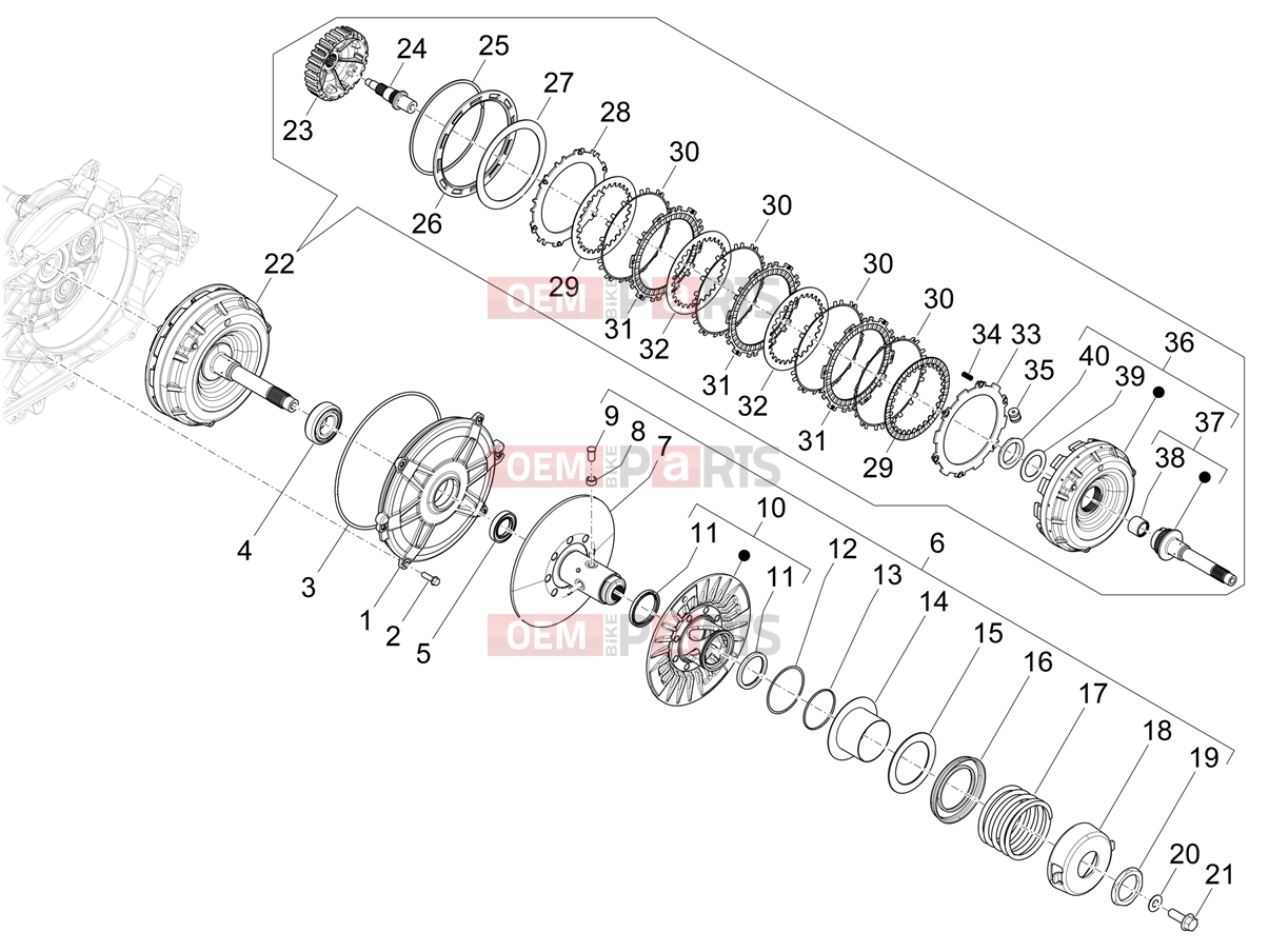 Engine » Driven pulley - Piaggio BV 400 Deep Black E5 (CA, USA) 2023