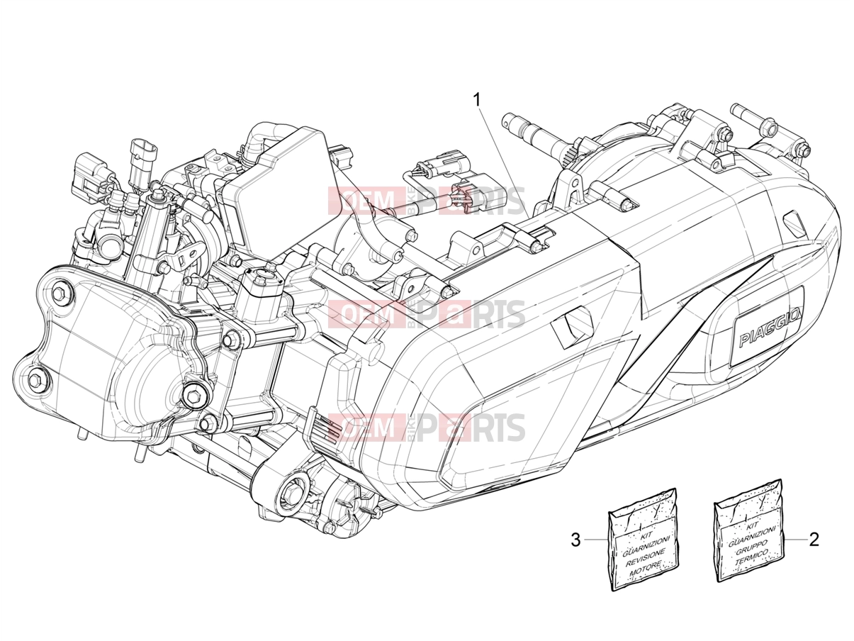 Engine » Engine assembly - Piaggio BV 400 Deep Black E5 (CA, USA) 2023