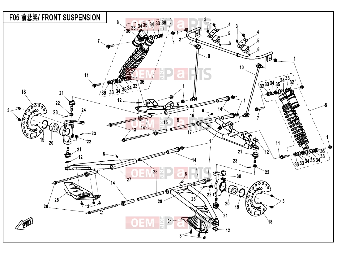 CFMOTO 2015 SSV ZFORCE 800 (CF800) FRONT SUSPENSION - F05