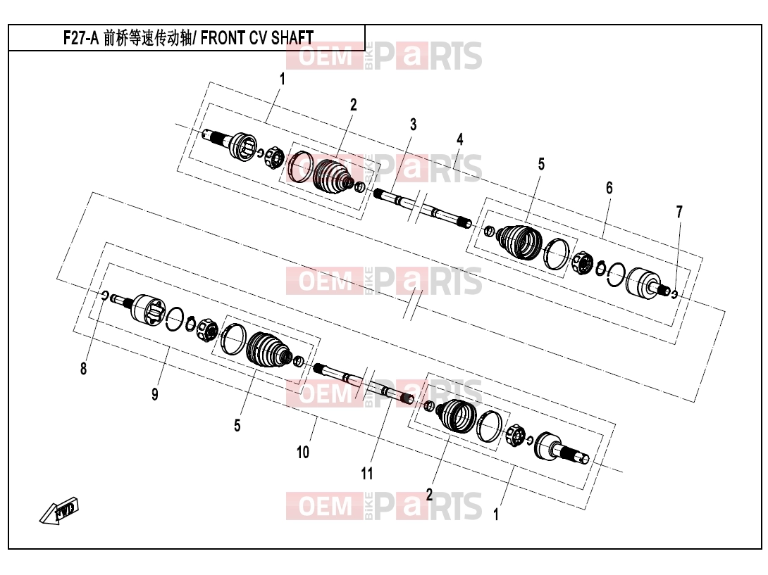 CFMOTO 2015 SSV ZFORCE 800 (CF800) FRONT CV SHAFT - F27-A